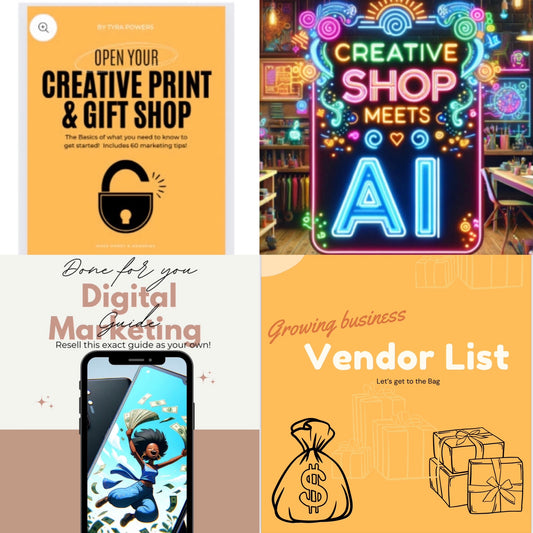 The Creative Hustle Bundle: Digital Products, Building a Print & Gift Empire, AI and your vendor list!